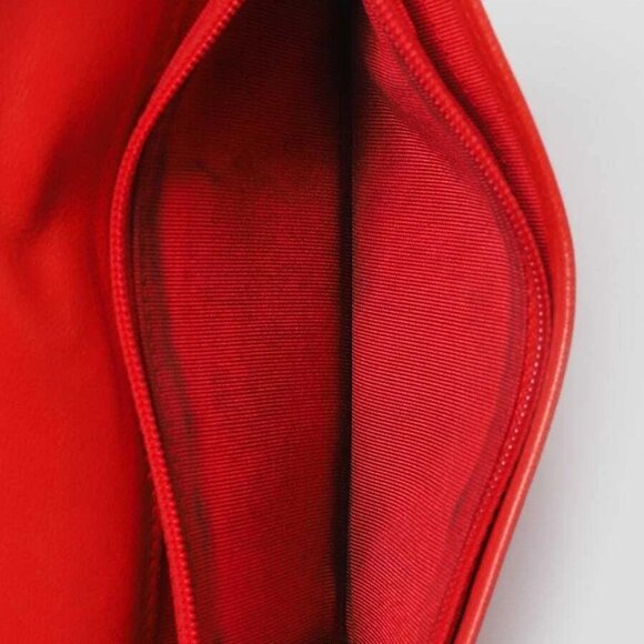 Chanel Red Perforated Lambskin Leather L Yen Wallet - Picture 7 of 10